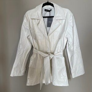 CREAM FAUX CROC MINI DRESS